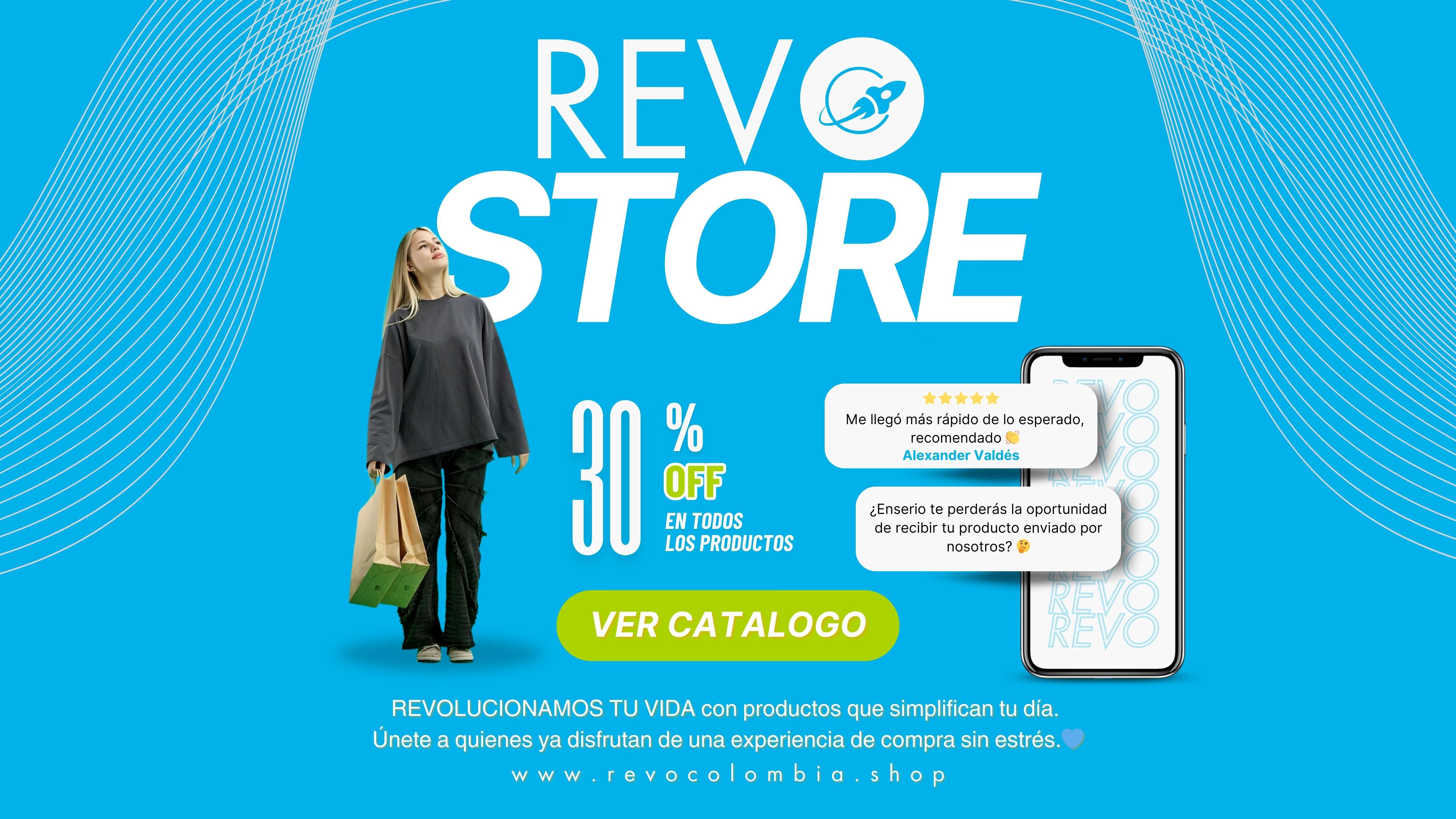 Identidad de la marca, chica observador el nombre de la tienda, promoción del 30% y testimonio real, botón de ver catálogo, descripción de la marca y dominio de la tienda